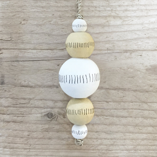 Wooden Droplet Bauble Lined | East of India Bauble East of India Wooden Droplet Bauble - Lined