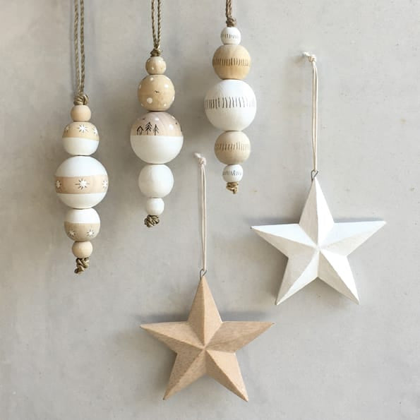 Wooden Droplet Bauble Lined | East of India Bauble East of India Wooden Droplet Bauble - Lined