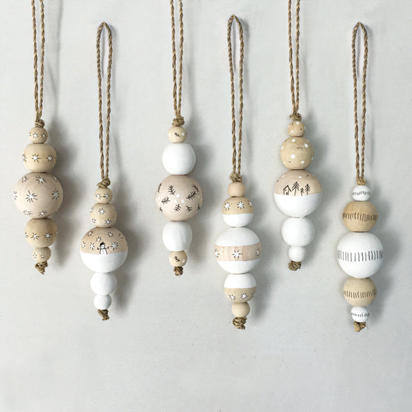 Wooden Droplet Bauble Lined | East of India Bauble East of India Wooden Droplet Bauble - Lined