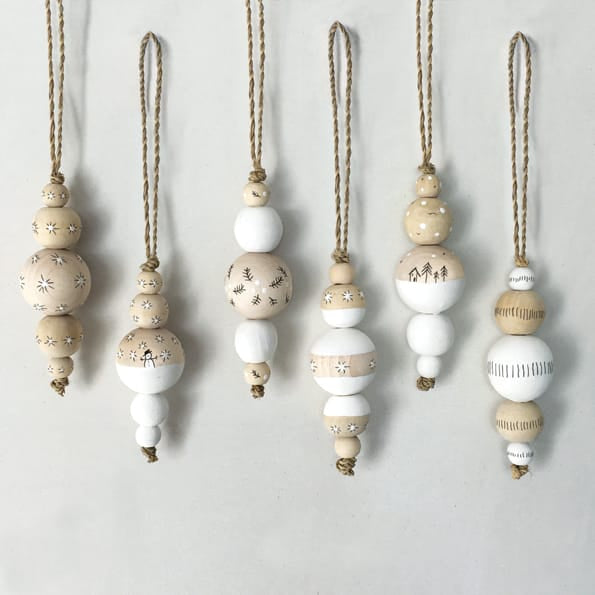 Wooden Droplet Bauble Lined | East of India Bauble East of India Wooden Droplet Bauble - Lined