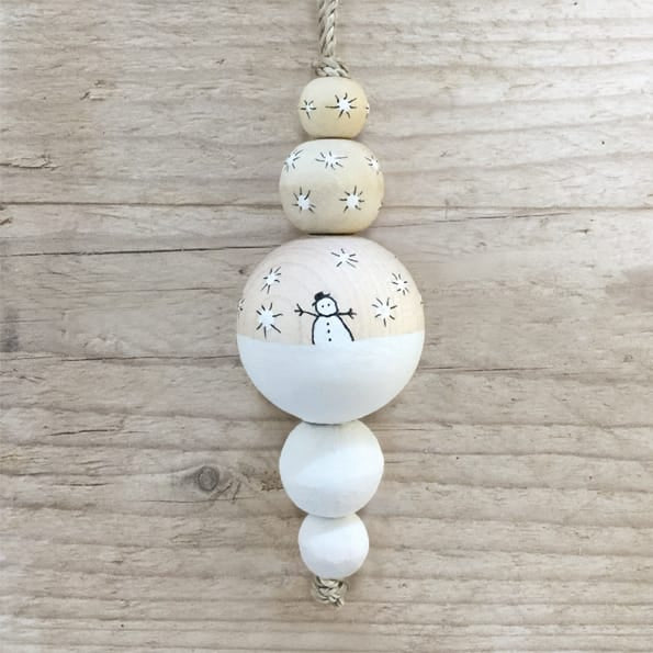 Wooden Droplet Bauble Snowman | East of India Bauble East of India Wooden Droplet Bauble - Snowman