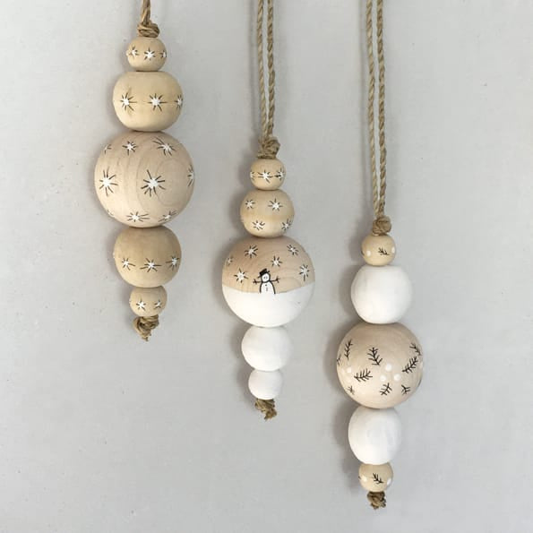 Wooden Droplet Bauble Snowman | East of India Bauble East of India Wooden Droplet Bauble - Snowman