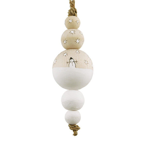 Wooden Droplet Bauble Snowman | East of India Bauble East of India Wooden Droplet Bauble - Snowman