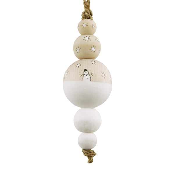 Wooden Droplet Bauble Snowman | East of India Bauble East of India Wooden Droplet Bauble - Snowman