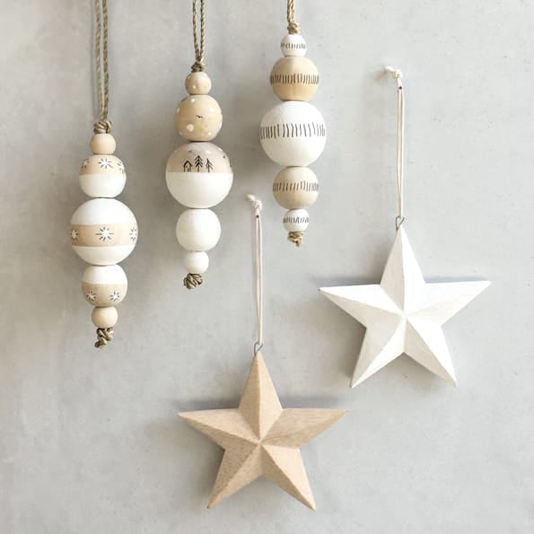 Wooden Droplet Bauble Stripes | East of India Bauble East of India Wooden Droplet Bauble - Stripes
