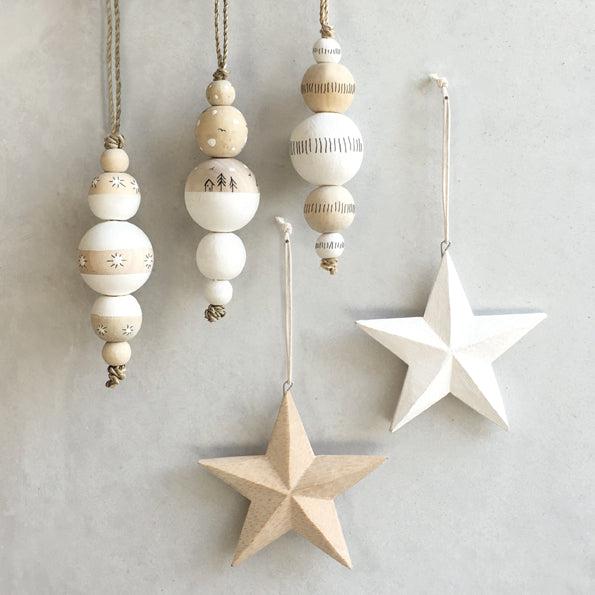 Wooden Droplet Bauble Stripes | East of India Bauble East of India Wooden Droplet Bauble - Stripes