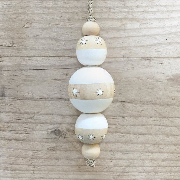 Wooden Droplet Bauble Stripes | East of India Bauble East of India Wooden Droplet Bauble - Stripes