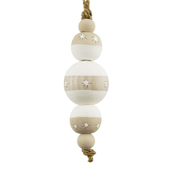 Wooden Droplet Bauble Stripes | East of India Bauble East of India Wooden Droplet Bauble - Stripes
