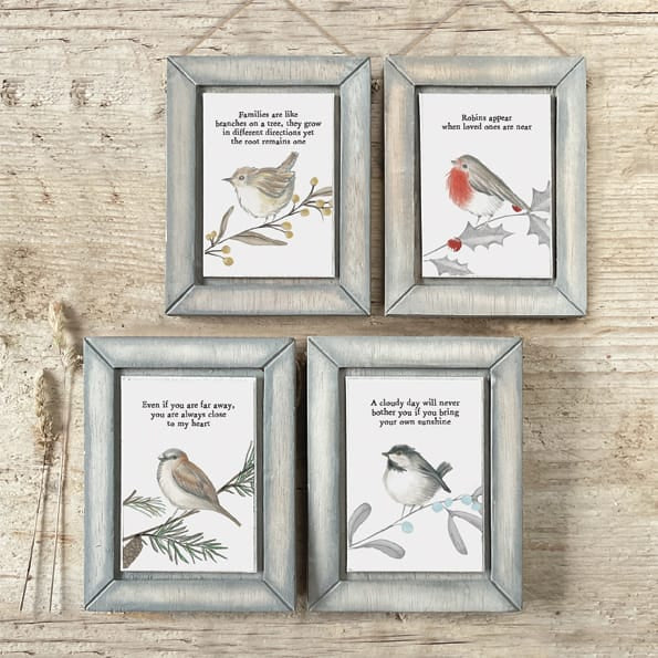 Wooden Robin Picture Robins Appear | East of India Sign East of India Wooden Robin Picture - Robins Appear