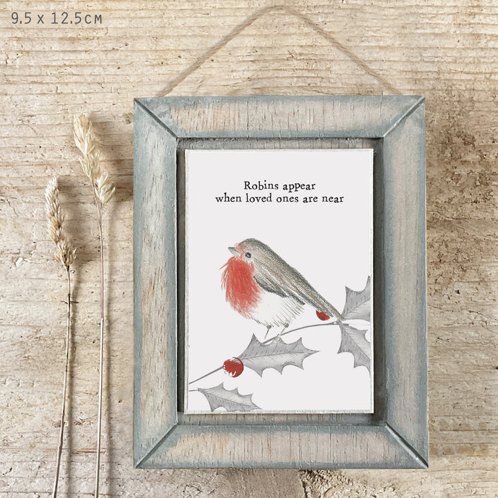 Wooden Robin Picture Robins Appear | East of India Sign East of India Wooden Robin Picture - Robins Appear