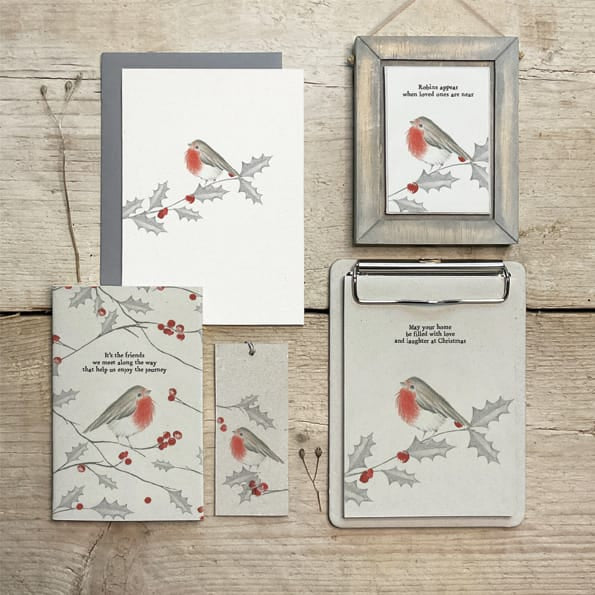 Wooden Robin Picture Robins Appear | East of India Sign East of India Wooden Robin Picture - Robins Appear