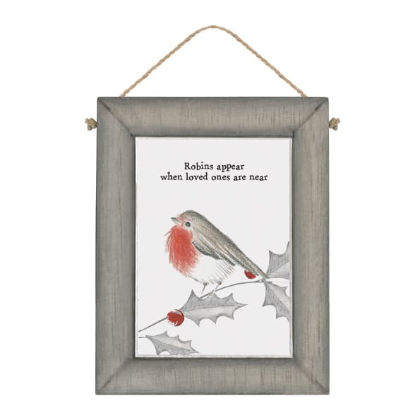Wooden Robin Picture Robins Appear | East of India Sign East of India Wooden Robin Picture - Robins Appear