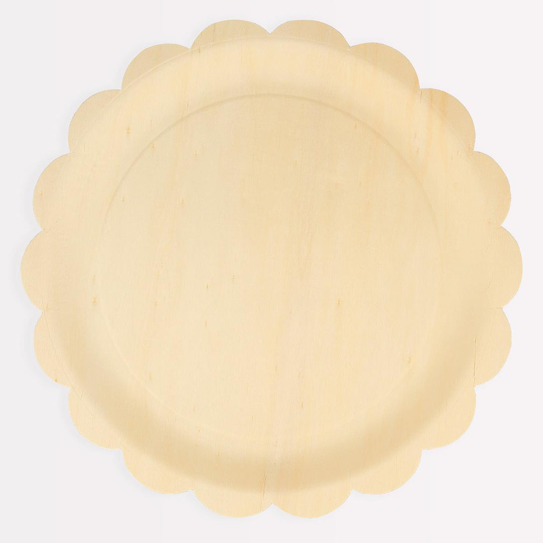 Wooden Scalloped Large Party Plates x 8 | Meri Meri party plates Wooden Scalloped Large Party Plates x 8
