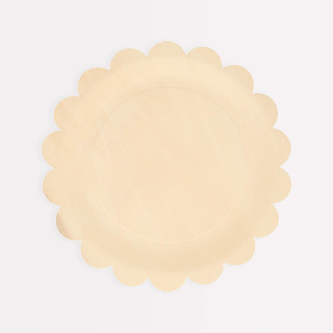 Wooden Scalloped Small Party Plates x 8 | Meri Meri party plates Wooden Scalloped Small Party Plates x 8