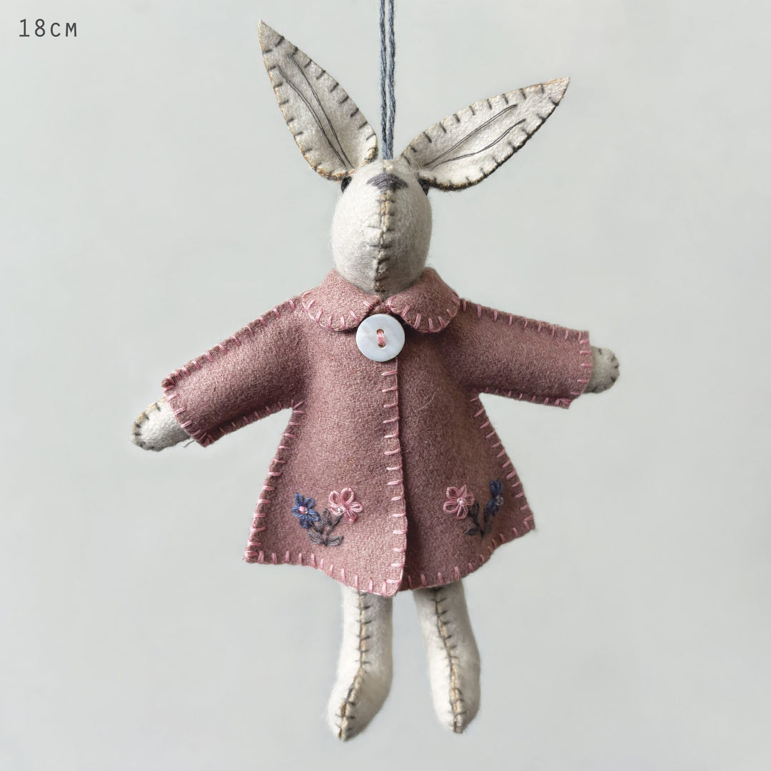 Wool Rabbit in Pink Jacket by East of India gift East of India Wool Rabbit - Pink Jacket
