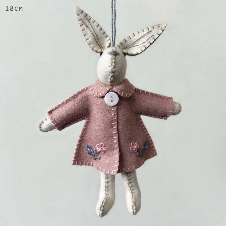 Wool Rabbit in Pink Jacket by East of India gift East of India Wool Rabbit - Pink Jacket