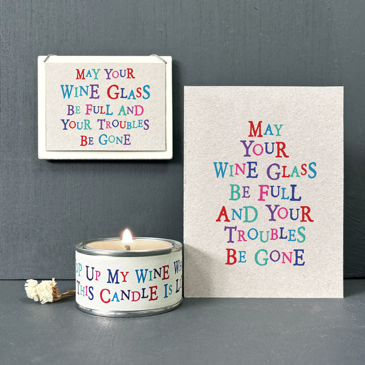 Word Candle Top Up My Wine | East of India Candles East of India Word Candle - Top Up My Wine