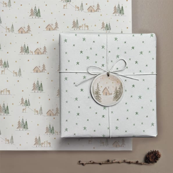 Wrapping Paper Sheet, Woodland Cottage | East of India Gift Wrap East of India Wrapping Paper Sheet - Woodland Cottage