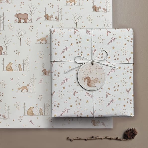 Wrapping Paper Sheet, Woodland Gathering | East of India Gift Wrap East of India Wrapping Paper Sheet - Woodland Gathering