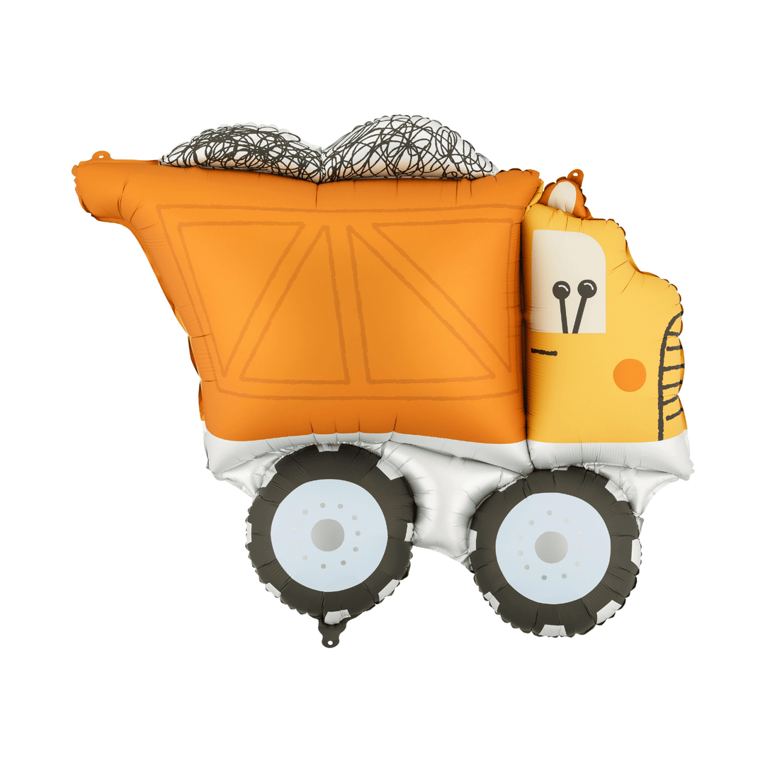 Yellow Excavator Birthday Standing Foil Balloon (41 inch) - Construction Birthday Party Supplies Balloons Orange Truck Foil Balloon - 34 inch