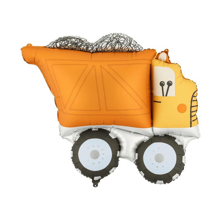 Yellow Excavator Birthday Standing Foil Balloon (41 inch) - Construction Birthday Party Supplies Balloons Orange Truck Foil Balloon - 34 inch