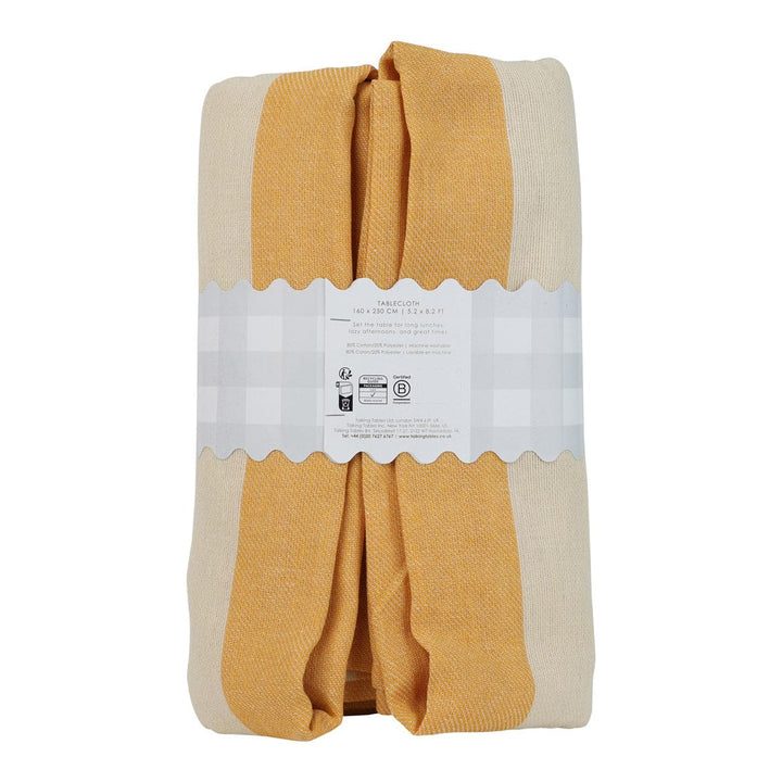 Yellow Stripe Cotton XL Tablecloth - Washable Yellow Party Tablecover Tablecloths Yellow Stripe Cotton XL Tablecloth