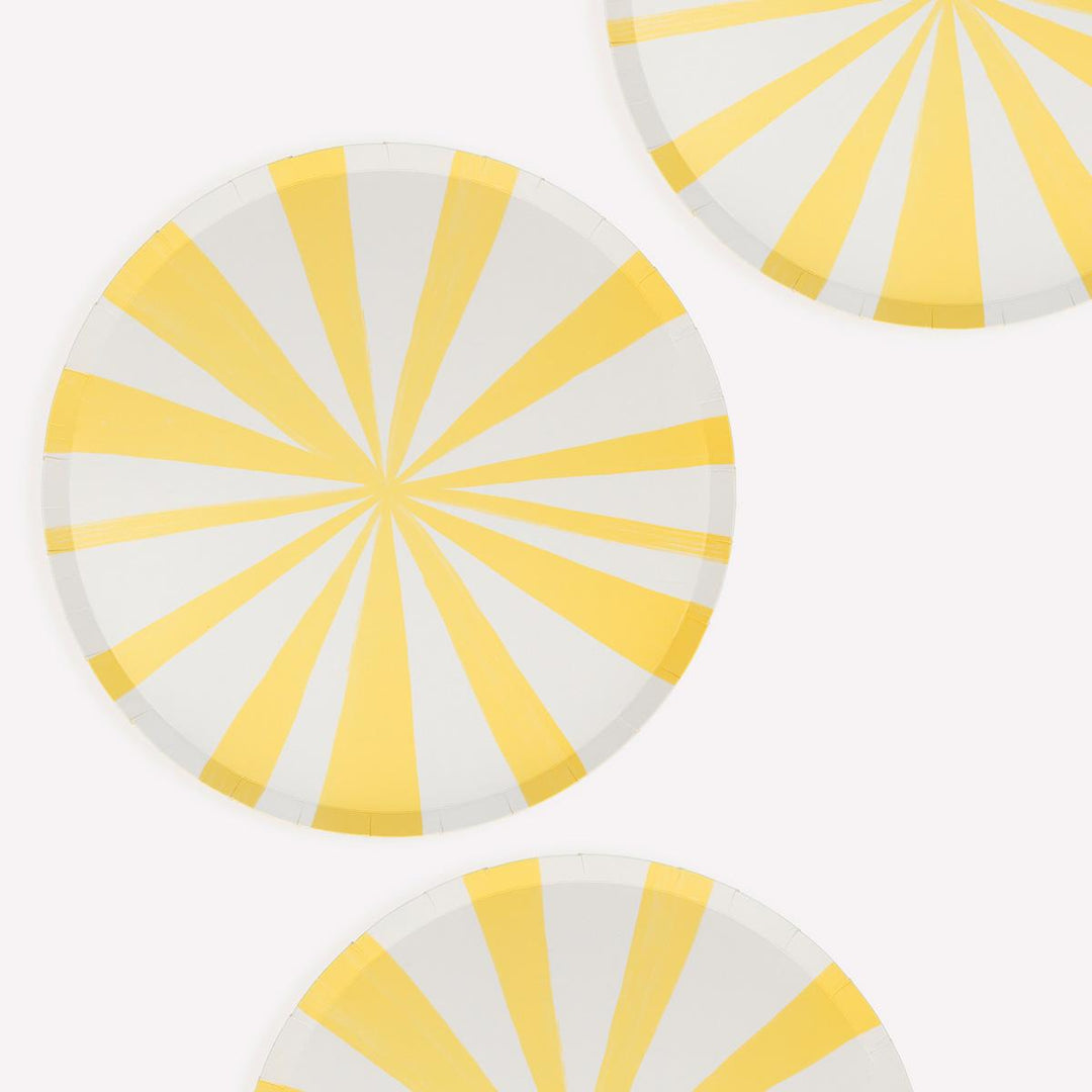 Yellow Stripe Dinner Party Plates x 8 | Meri Meri party plates Yellow Stripe Dinner Party Plates x 8