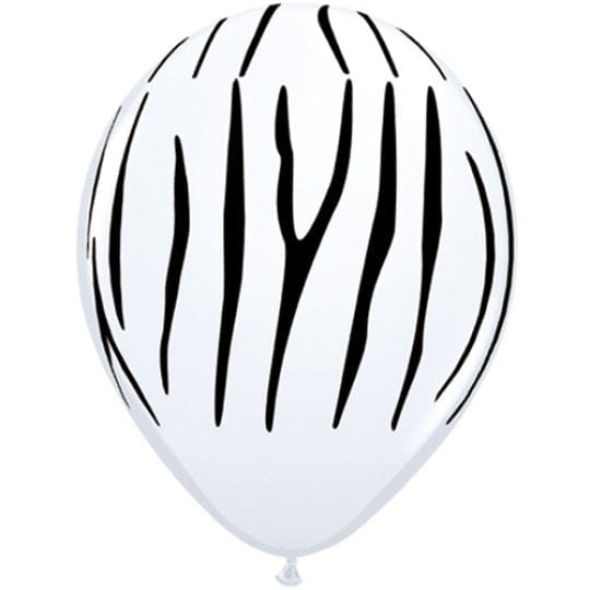 12 Inch Zebra Stripes White latex balloons 6 Balloons