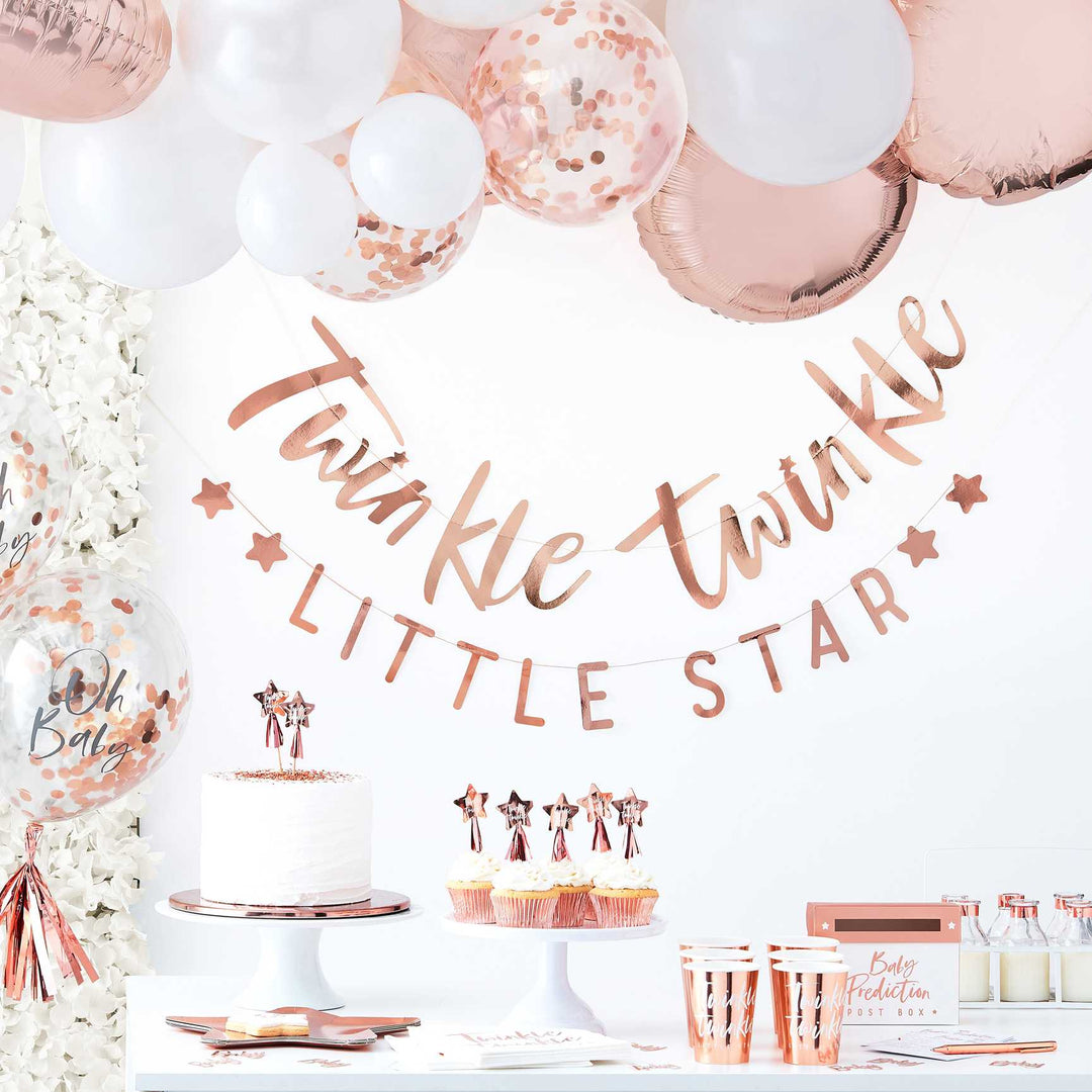 Paper Napkins 16 x Rose Gold Twinkle Twinkle Baby Shower Napkins