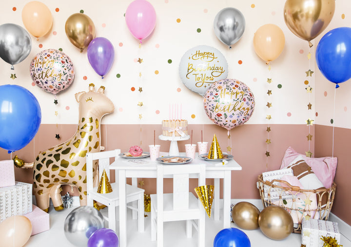 Balloons 18inch Happy Birthday Pink Floral Foil Balloon