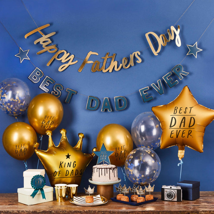 Balloons 35 inch King of Dads Gold Crown Foil Balloon
