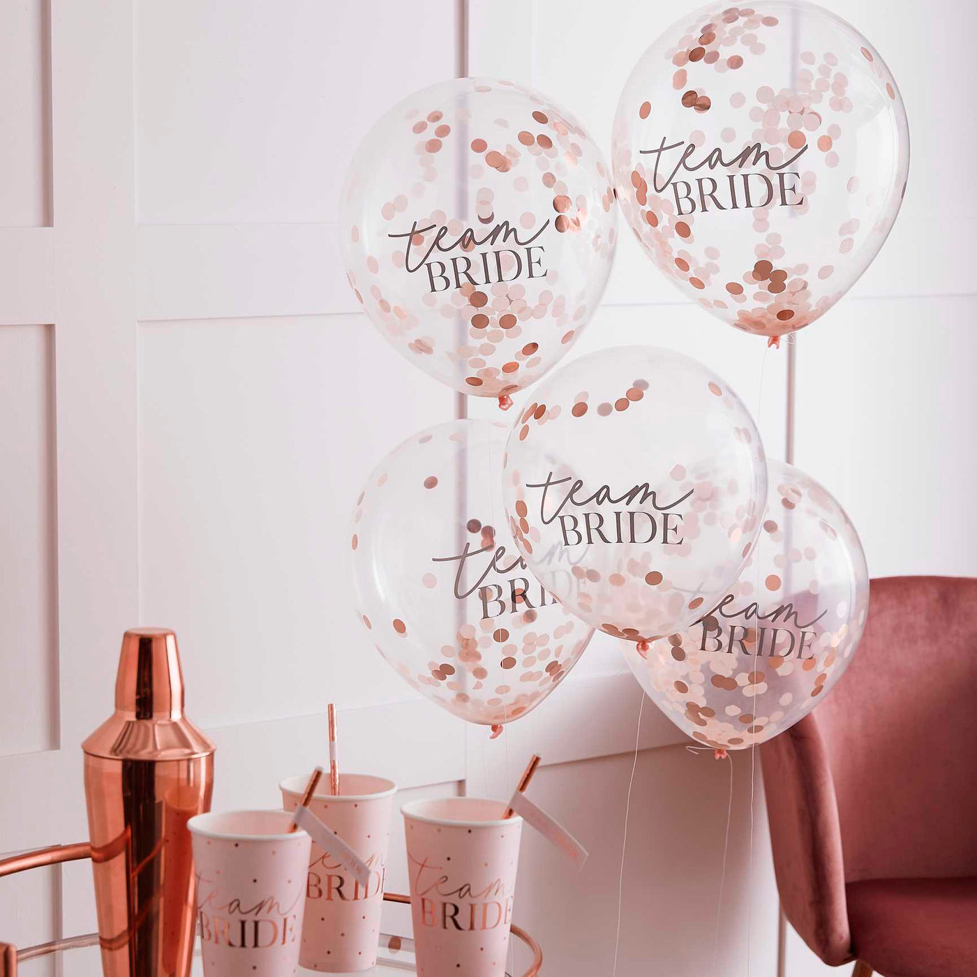 Balloons 5 Confetti Filled Team Bride Hen Party Balloons
