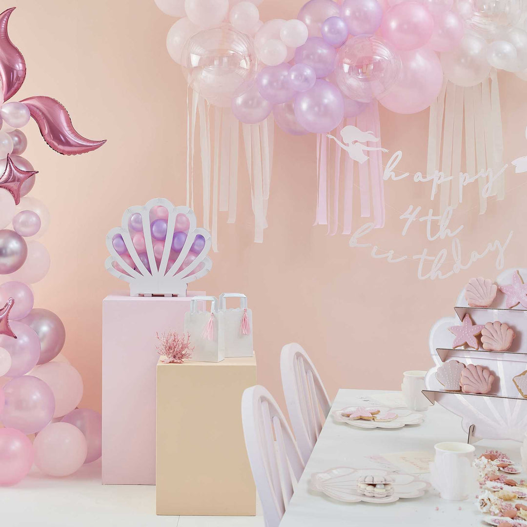 Balloons 5 Pearlised Pink & Shell Confetti Balloons