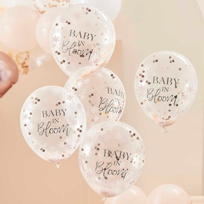 Balloons 5 Rose Gold Baby Shower Confetti Balloons