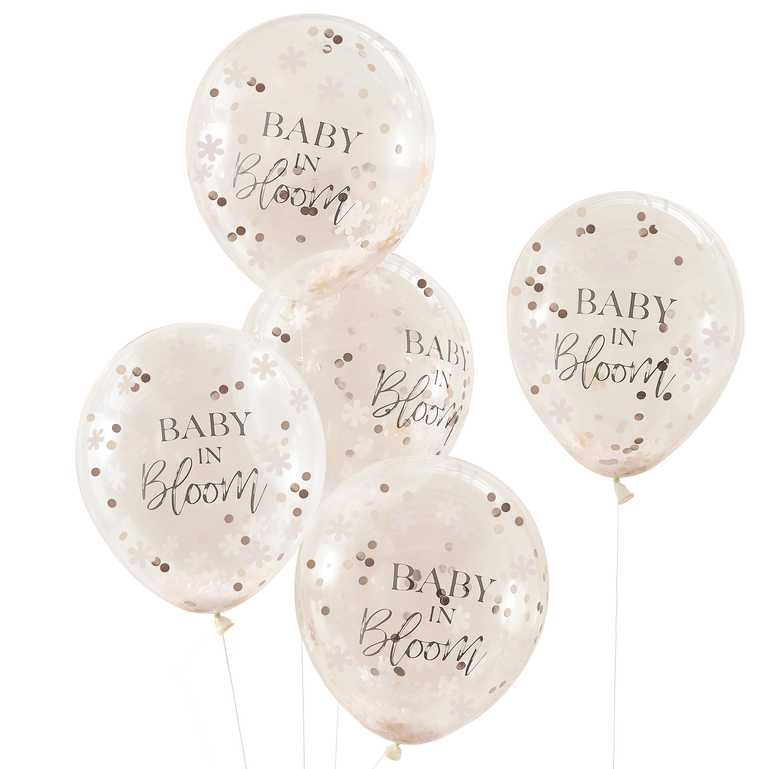 Balloons 5 Rose Gold Baby Shower Confetti Balloons