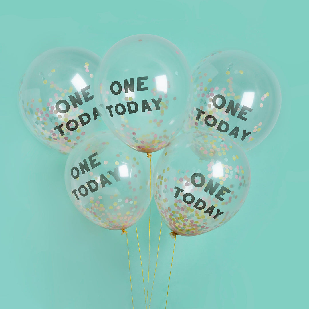 Balloons 5 x 'One Today' Confetti Balloons