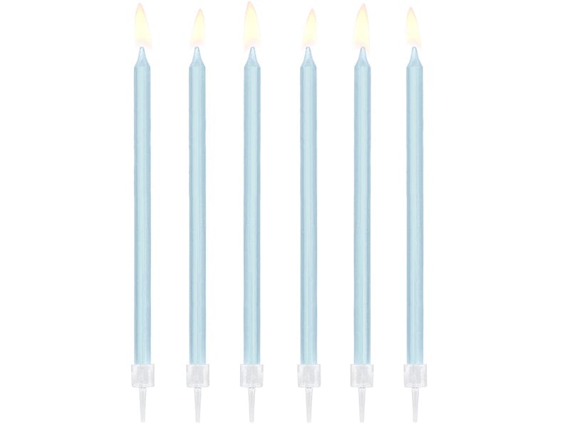 Birthday Candles 6 Inch Light Blue Tall Candles x 12
