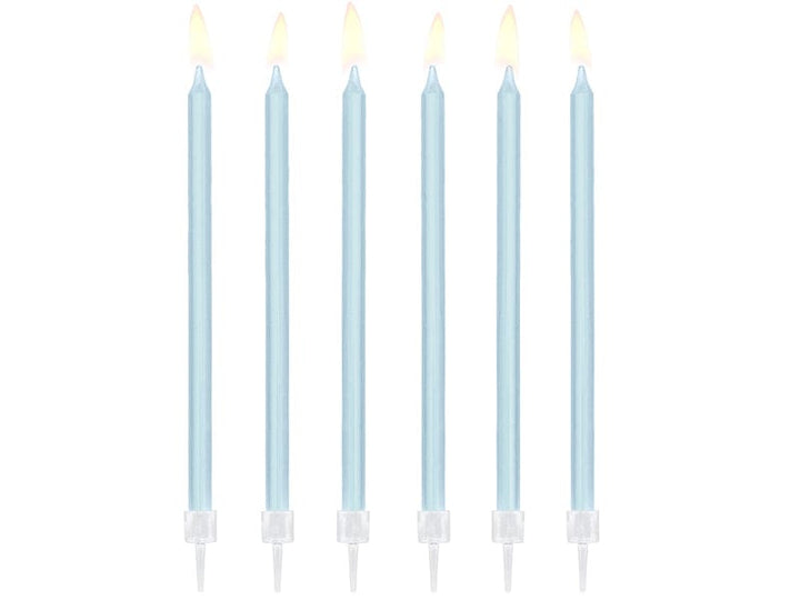 Birthday Candles 6 Inch Light Blue Tall Candles x 12