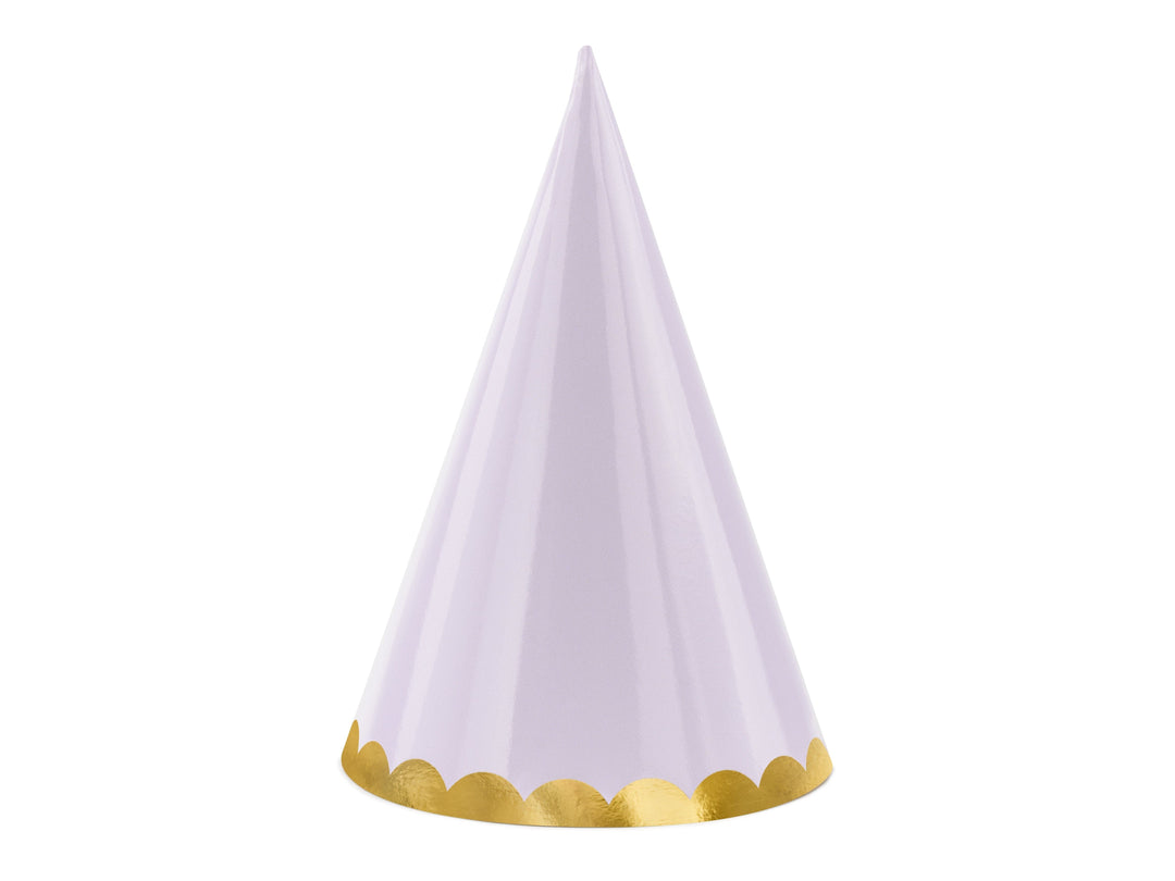 Party Hats 6 x Pastel and Gold Party Hats