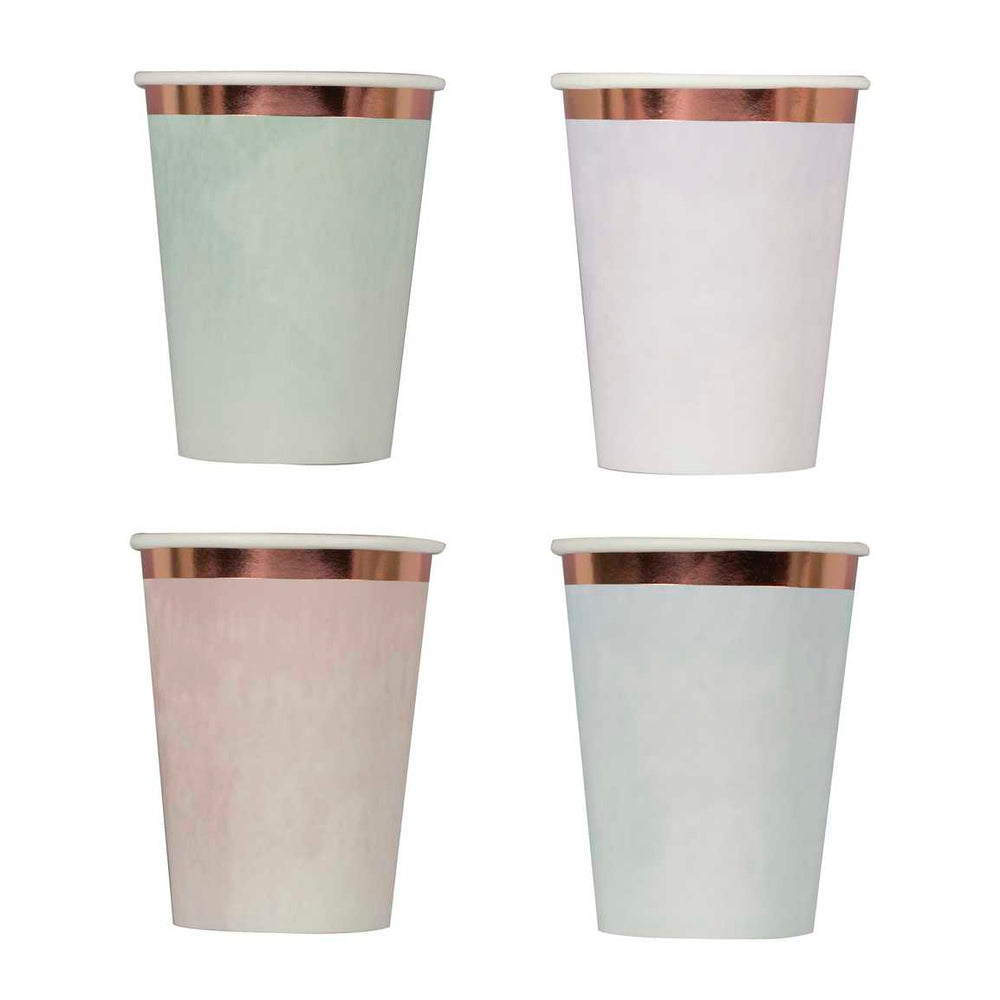 Party Supplies 8 x Pastel Watercolour Party Cups