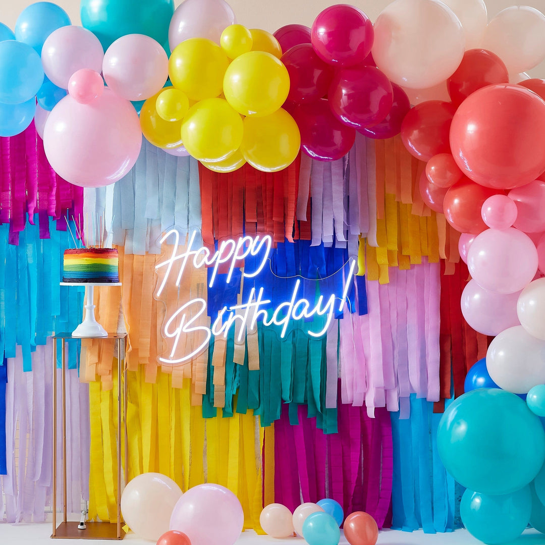 Party Supplies Balloon Garland and Streamer Brights Rainbow Party Backdrop