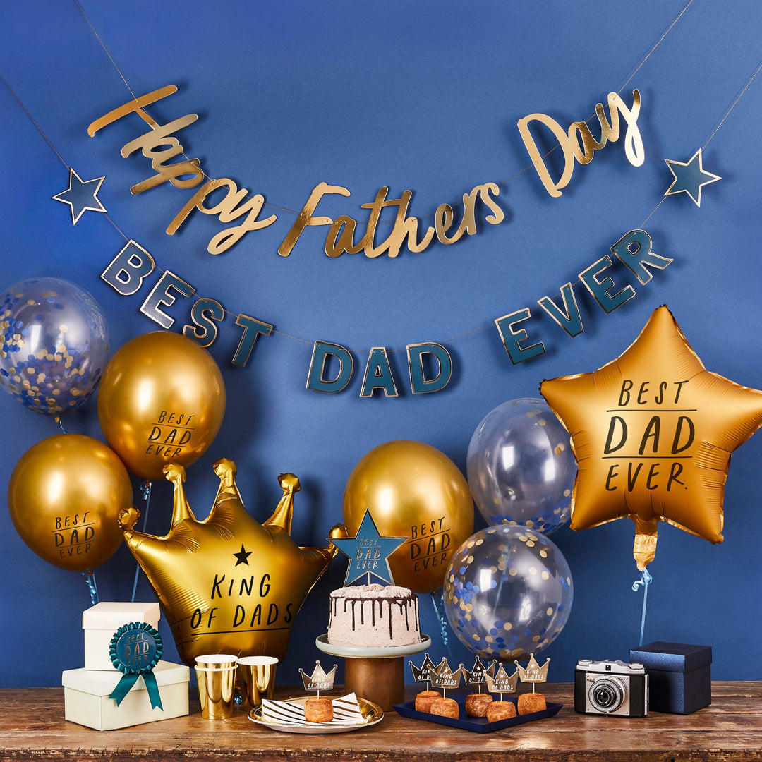 Cake Decorating Supplies Best Dad Ever - Gold Foiled Father's Day Cake Topper