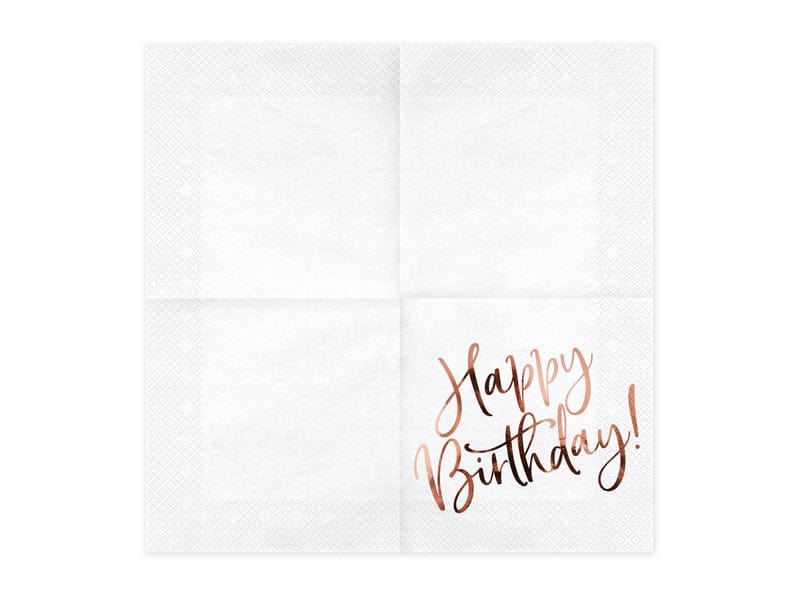 Birthday Party Supplies - Happy Birthday Rose Gold Party Napkins x 20 Paper Napkins Happy Birthday Rose Gold Party Napkins x 20