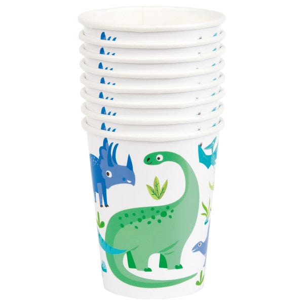 Party Supplies Blue & Green Dinosaur 9oz Paper Cups x 8
