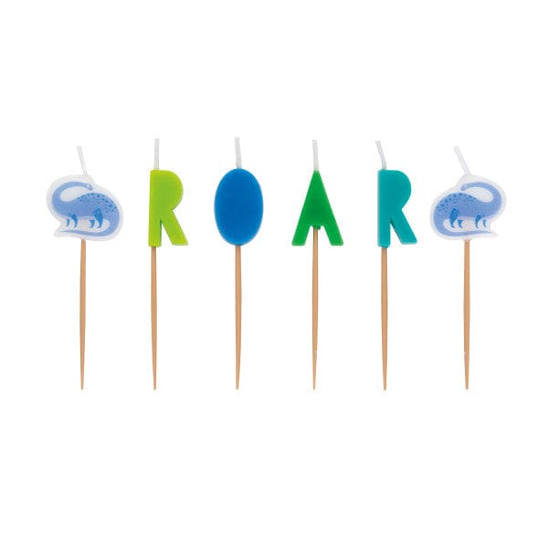 Candles Blue & Green Dinosaur ROAR Birthday Candles x 6