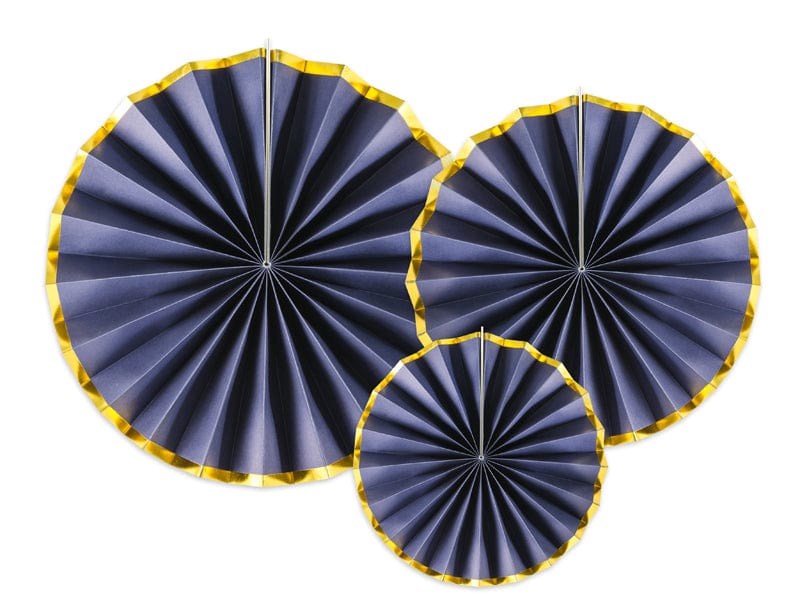 Blue Party Decorations - Navy Blue Party Fan Decoration Set Navy Blue Party Fan Decoration Set