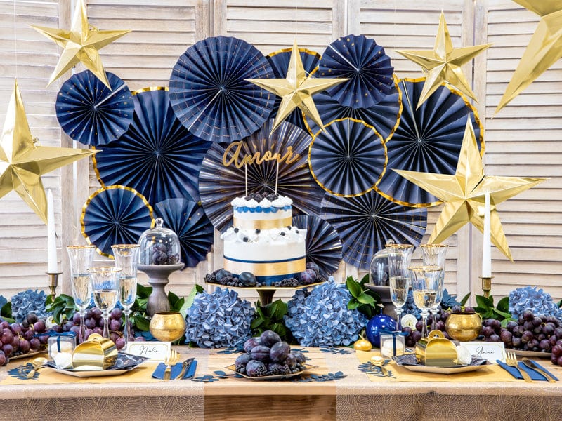 Blue Party Decorations - Navy Blue Party Fan Decoration Set Navy Blue Party Fan Decoration Set