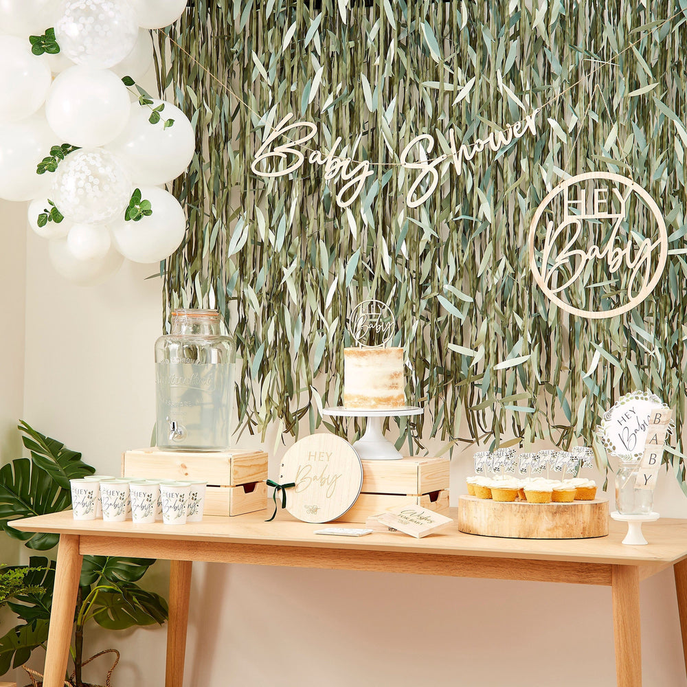 Party Supplies Botanical Leaf Ribbon Baby Shower Backdrop