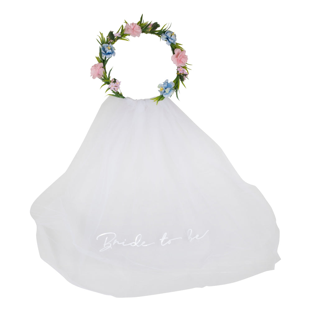 Party Supplies Bride To Be Hen Party Veil with Floral Crown