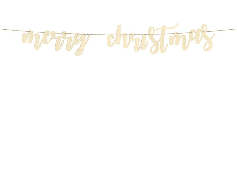 Christmas Decorations - Wooden Merry Christmas Banner Bunting Wooden Merry Christmas Banner